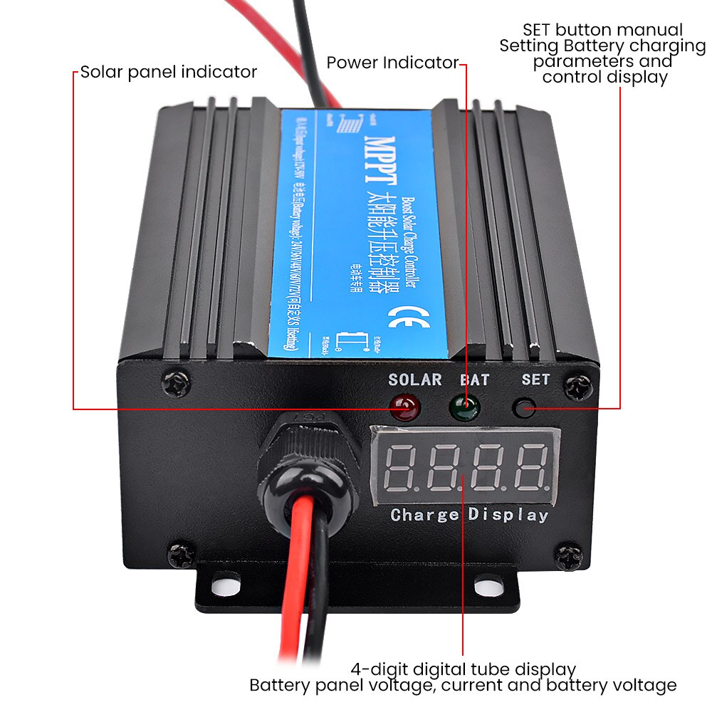 SUNYIMA – contrôleur de Charge MPPT 300W, 24V/36V/48V/60V/72V, régulateur de tension de Charge pour véhicule électrique