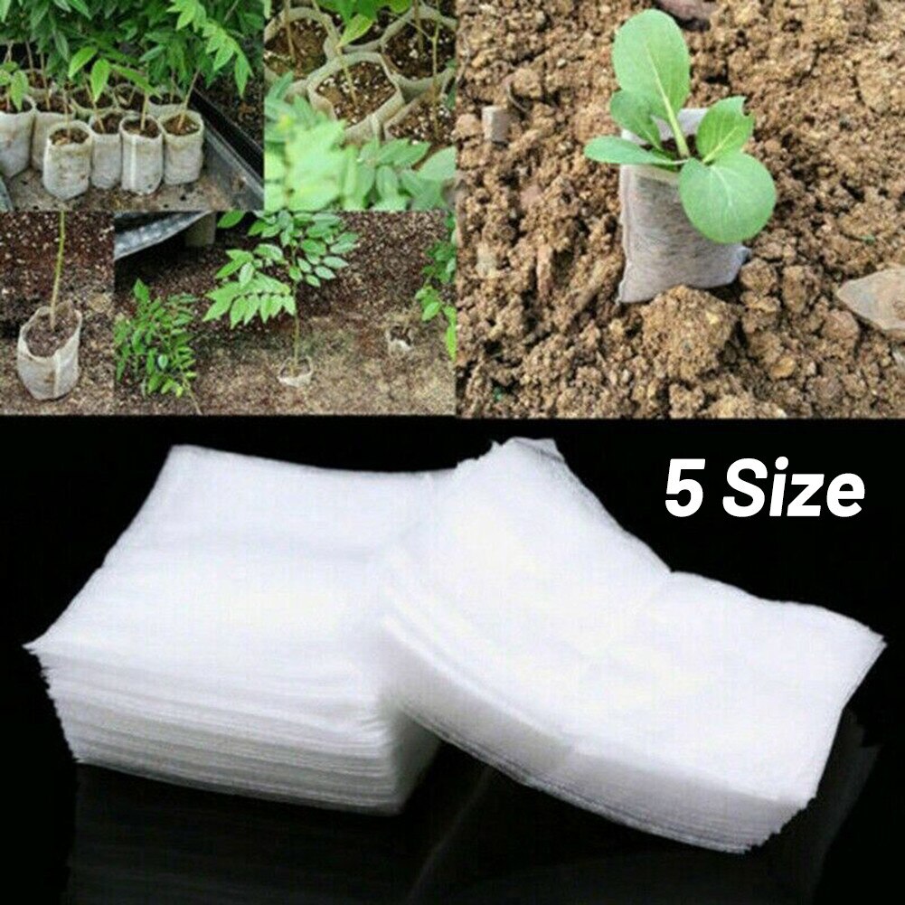 Yard Plant Bags 100PCS Biodegradable Breathable Eco-Friendly Grow Non-Woven