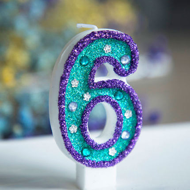Kid Mermaid Diamond Glitter Number Birthday Candles Cake Topper Birthday Wedding Digital Cakes Dessert Decor Birthday Decoration: 6