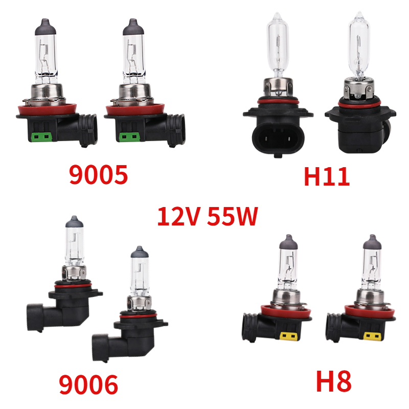 2 uds H8 H11 9005/HB3 9006 12V 55W luz transparente 4300k bombillas blancas cálidas faros de coche lámparas halógenas fuente de estacionamiento