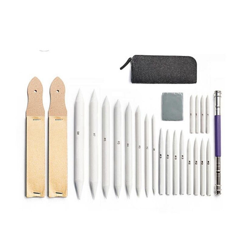 24 PCS Paper Blending Stumps and Tortillions Set Drawing Tool Sandpaper Pencil Eraser for Student Artist Charcoal Sketch: Default Title