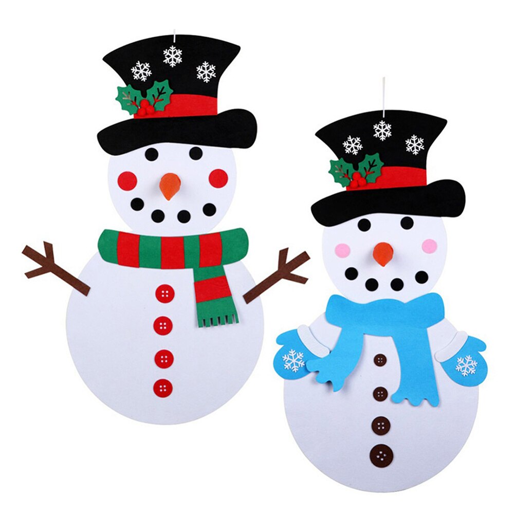 1pc DIY Felt Snowman Game Set Snowman DIY Game DIY Snowman Puzzle Decorations Felt Christmas Tree Snowman Handcraft for