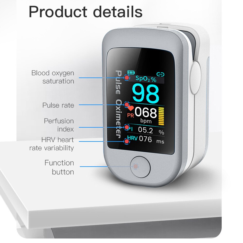 Bluetooth Oximeter Vingertop Hart-Rate Variabiliteit Meter Monitor Data Record Saturatiemeter De Dedo Ips Display Oefening