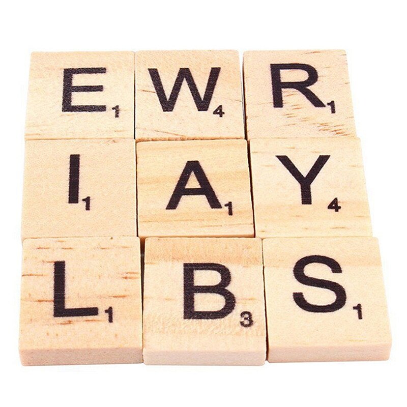 100 Pcs Wooden Scrabble Letters Alphabet Craft Wooden Decorations for Home Wedding Party DIY Christmas Ornaments Digital Puzzle