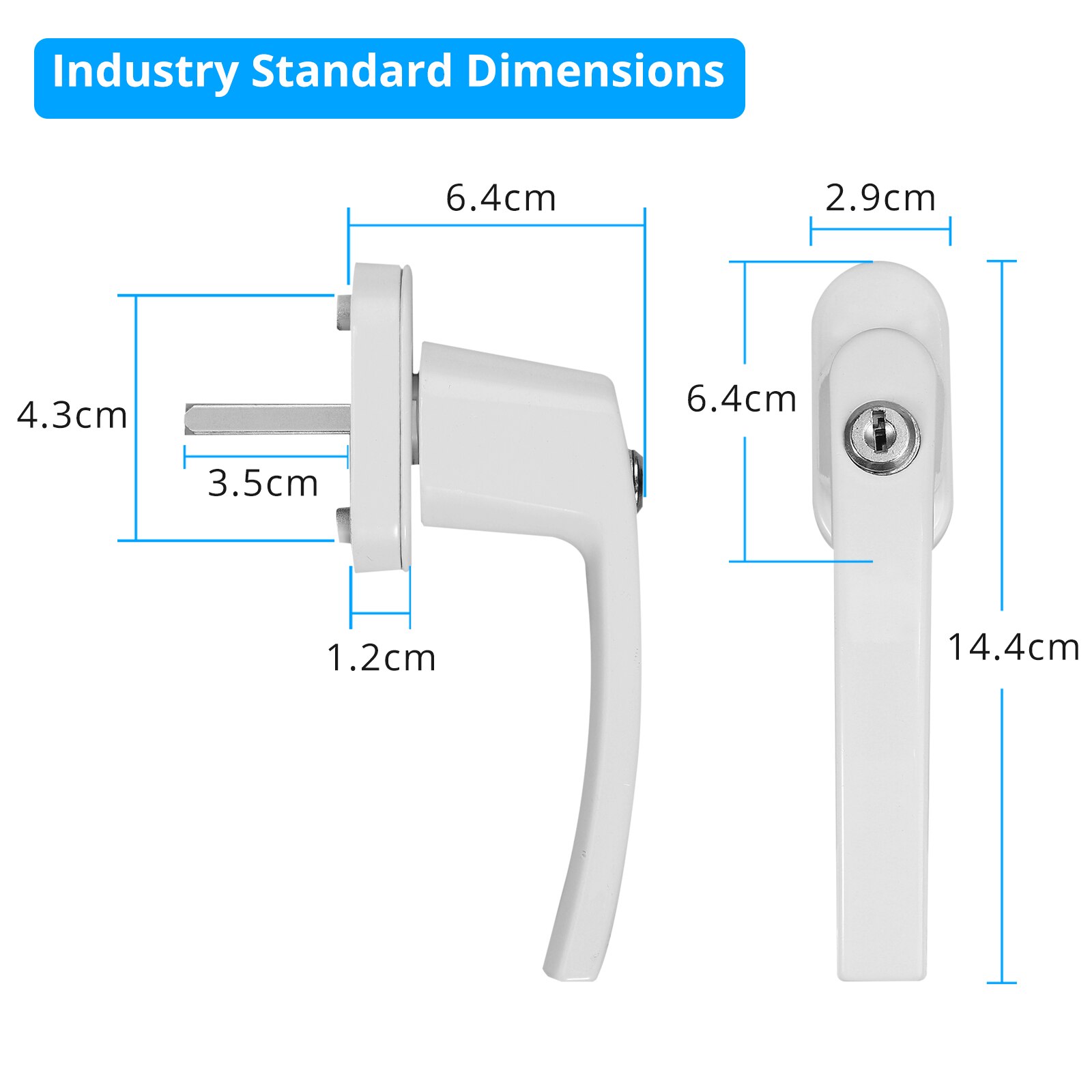 Neoteck 8 Pcs 35MM Safety Window Handles Lockable Keyed Alike Windows Balcony Door Handle White Aluminium Child Safety Lock