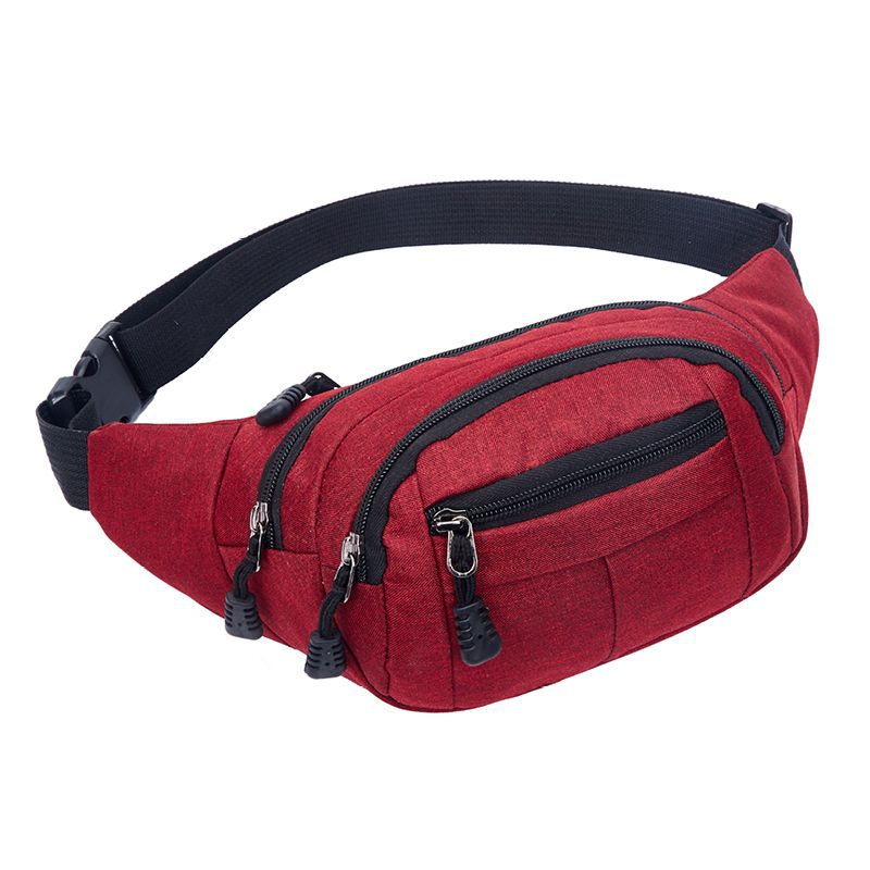 Sportieve Geweven Taille Packs Waterdichte Borst Handpack Drie Laag Rits Dames Taille Tas Grote Capaciteit Buik Tassen: Rood