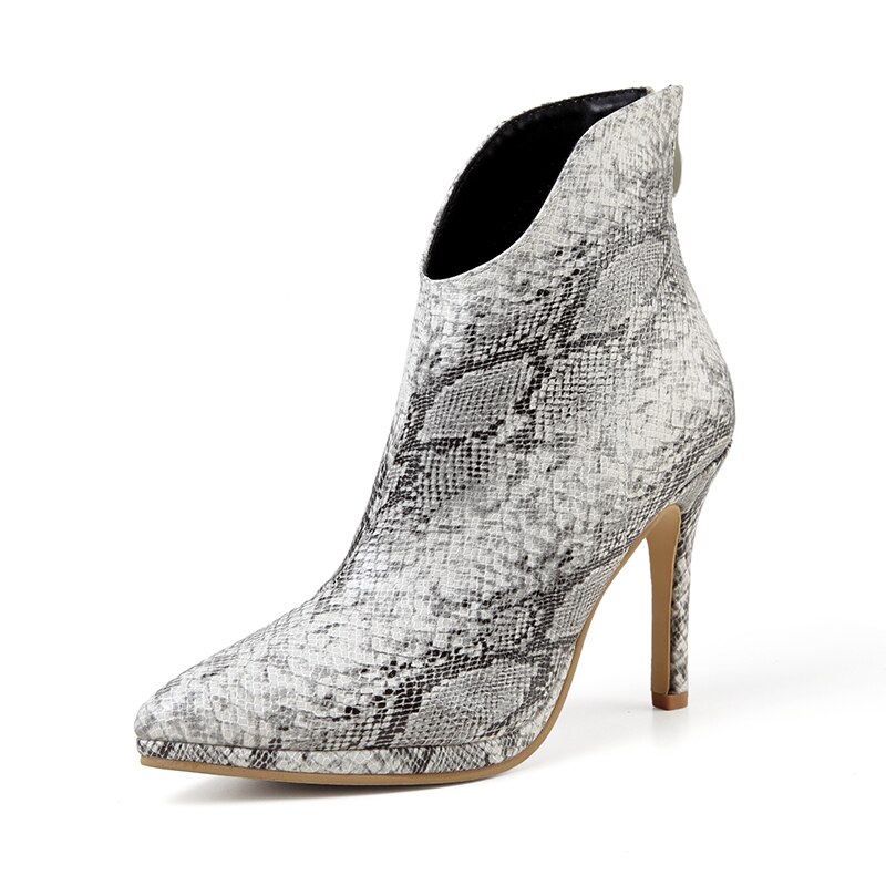 femmes bottines dames talons minces chaussures serpent imprimer botte courte femme automne hiver confortable grande taille chaussures