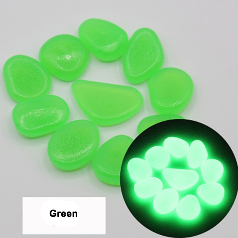 100 Uds brillan en el jardín guijarros piedras brillantes rocas para pasarelas camino de jardín Patio decoración piedras luminosas: Green