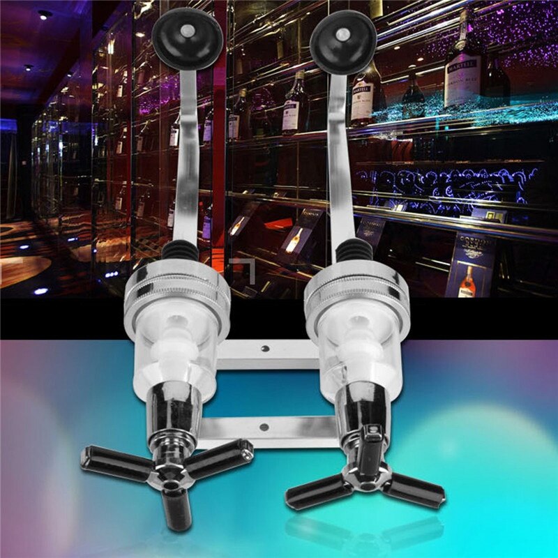 2 flasker vin alkohol skutt dispenser pourer stativ brennevin drikker vegg bar montert
