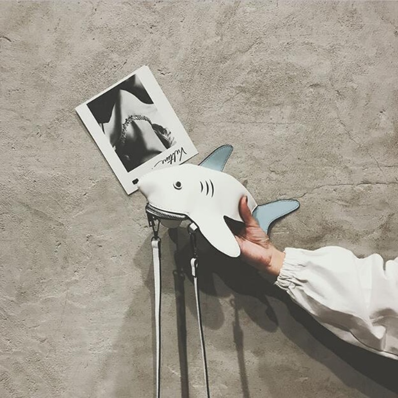 Divertente Personalità Carino squalo Disegno dell'UNITÀ di elaborazione di Cuoio casuale Sacchetto di Spalla del Tote di Crossbody mini Sacchetto Del Messaggero Della Borsa del Sacchetto di Frizione Della Borsa lembo