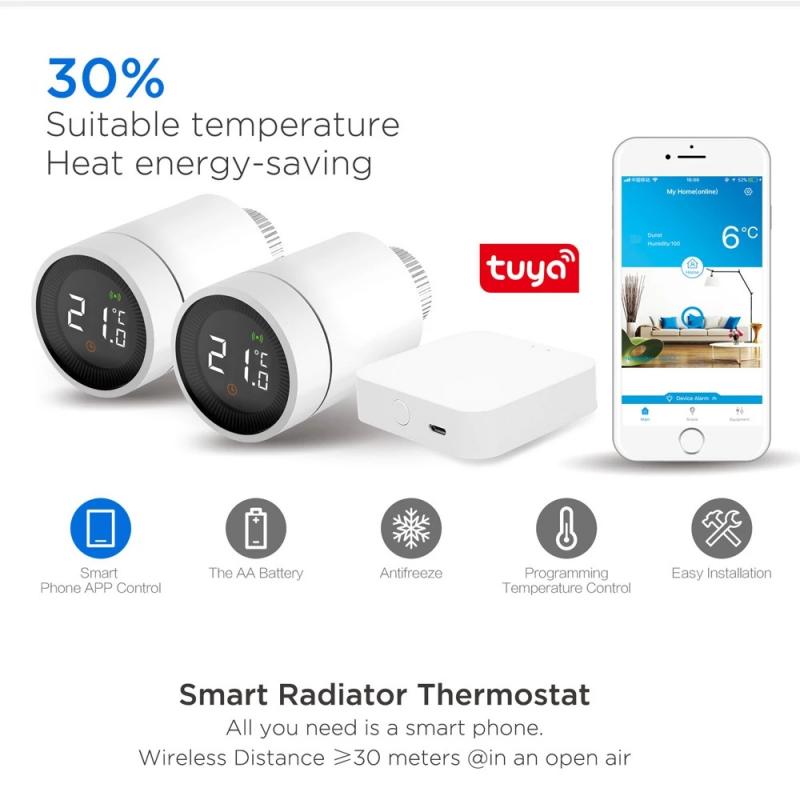 Smart Radiator Actuator Programmeerbare Thermostaatkraan Temperatuur Controller Afstandsbediening Alexa Tuya Zigbee