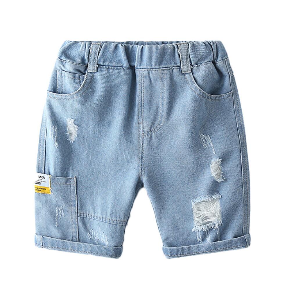 Zomer Baby Jongens Denim Shorts Mode Gat Kinderen Jeans Zuid-korea Stijl Jongen Toevallige Vijf Broek Kind 2 3 4 5 6 7 8 Jaar