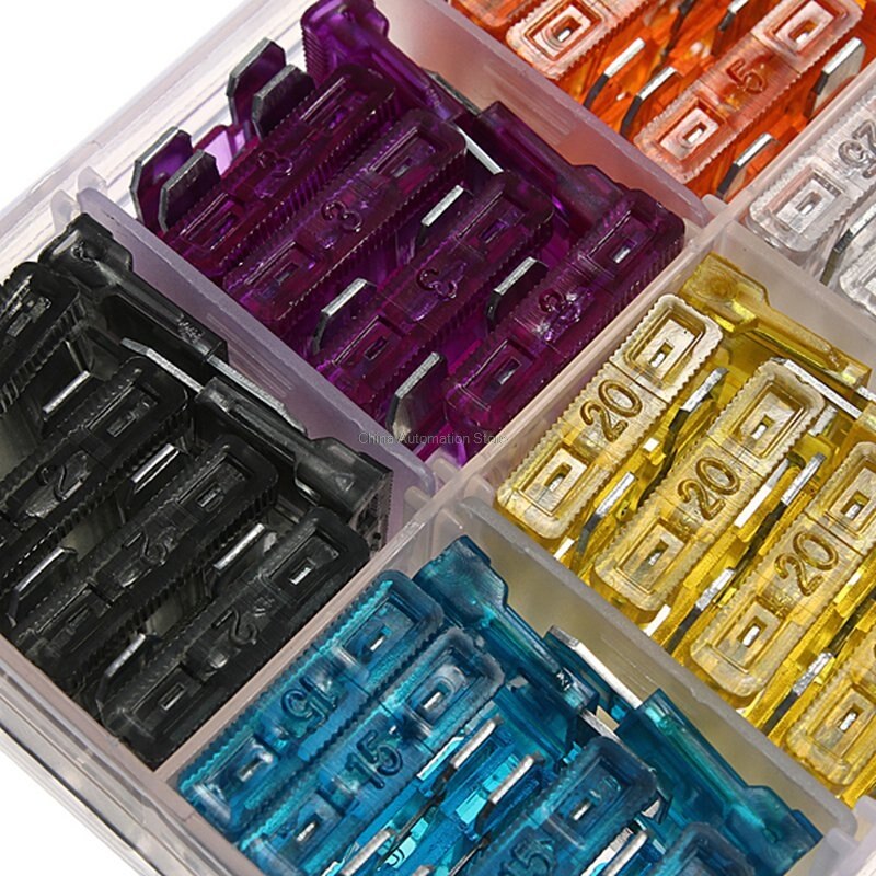 100 pcs Auto Automotive Auto Boot Truck Blade Fuse Box Assortiment 5A 7.5A 10A 15A 20A 25A 30A 35A 40A 50A