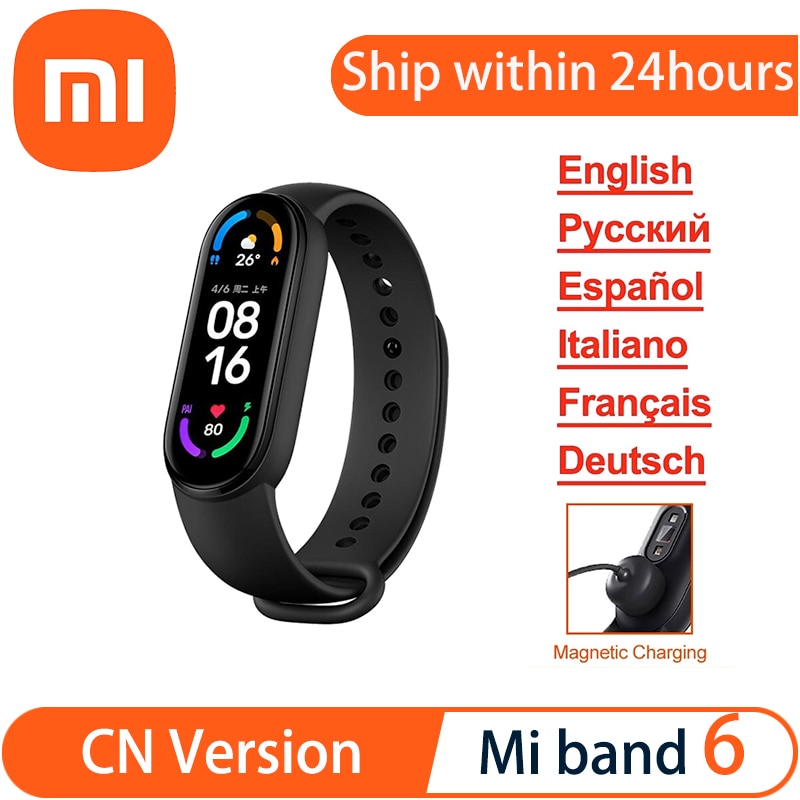 Xiaomi Mi Band 6 Smart Armband 1.56 ''Voll Amoled Bildschirm 5atm 326 Ppi Auflösung Spo2 Tracking Fitness Herz Rate traker Xiaomi