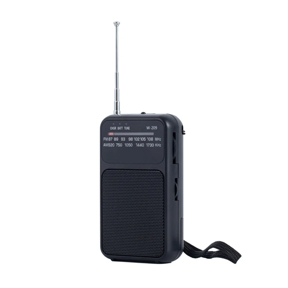 Portable Radio With Headphone Slot FM/AM Radio AAA Battery Powered Older Portable Radio Car Electronics Accessories: black