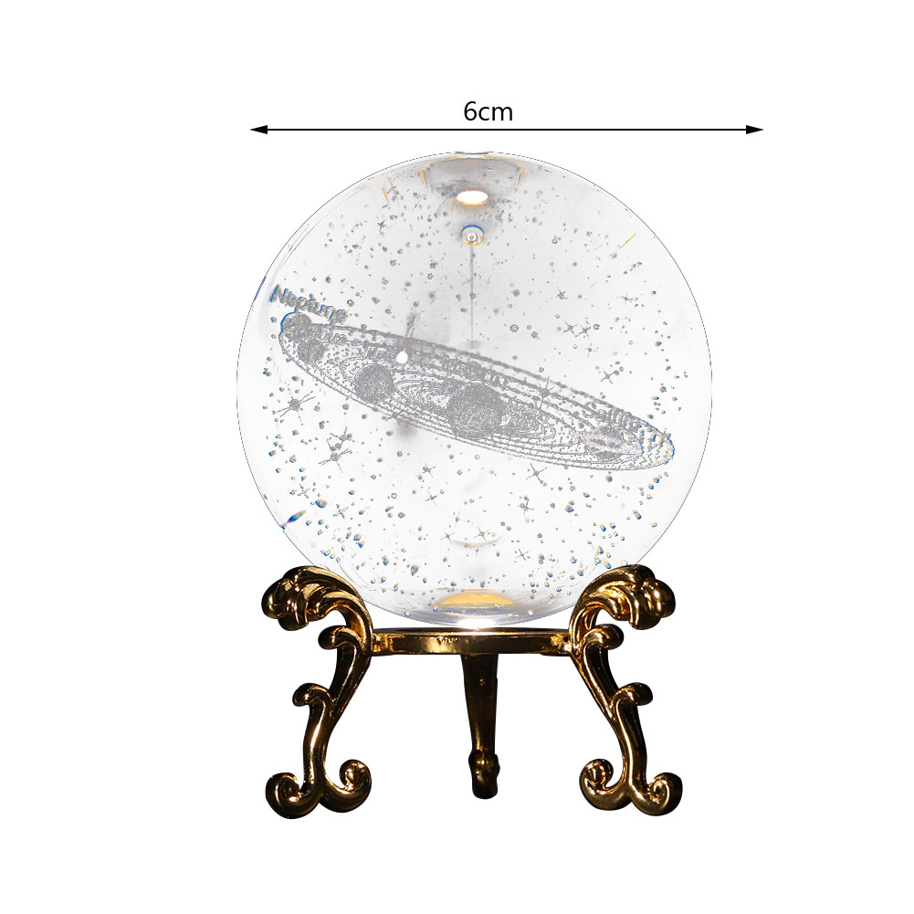 Crystal Ball Solar System Sun System Ball with LED Light Planets Constellation Ornaments Collection Home Decor: Gold