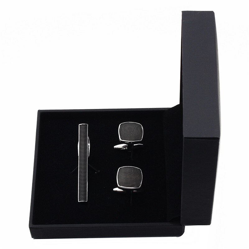 Boutons de manchette carrés en émail noir pour homme et pinces à cravate pour accessoires d'affaires meilleur pour homme