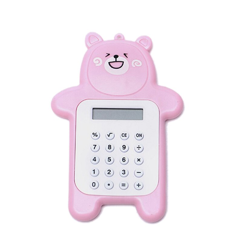 1pc mignon calculatrice de poche pratique taille 8 chiffres affichage à piles bureau Kawaii Animal calculatrice pour enfants fille: Rose