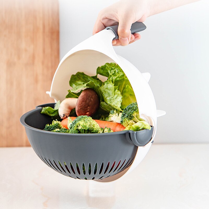 Multi manuel skiver roterende grøntsagsskærer med afløbskurv salat spinner multifunktion køkken veggie shredder rive skiver