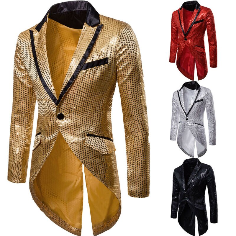 Mænds afslappet slim fit formel jakkesæt med én knap blazer frakke jakke fest mænd blazer hel kjole udføre kostume swallowtail