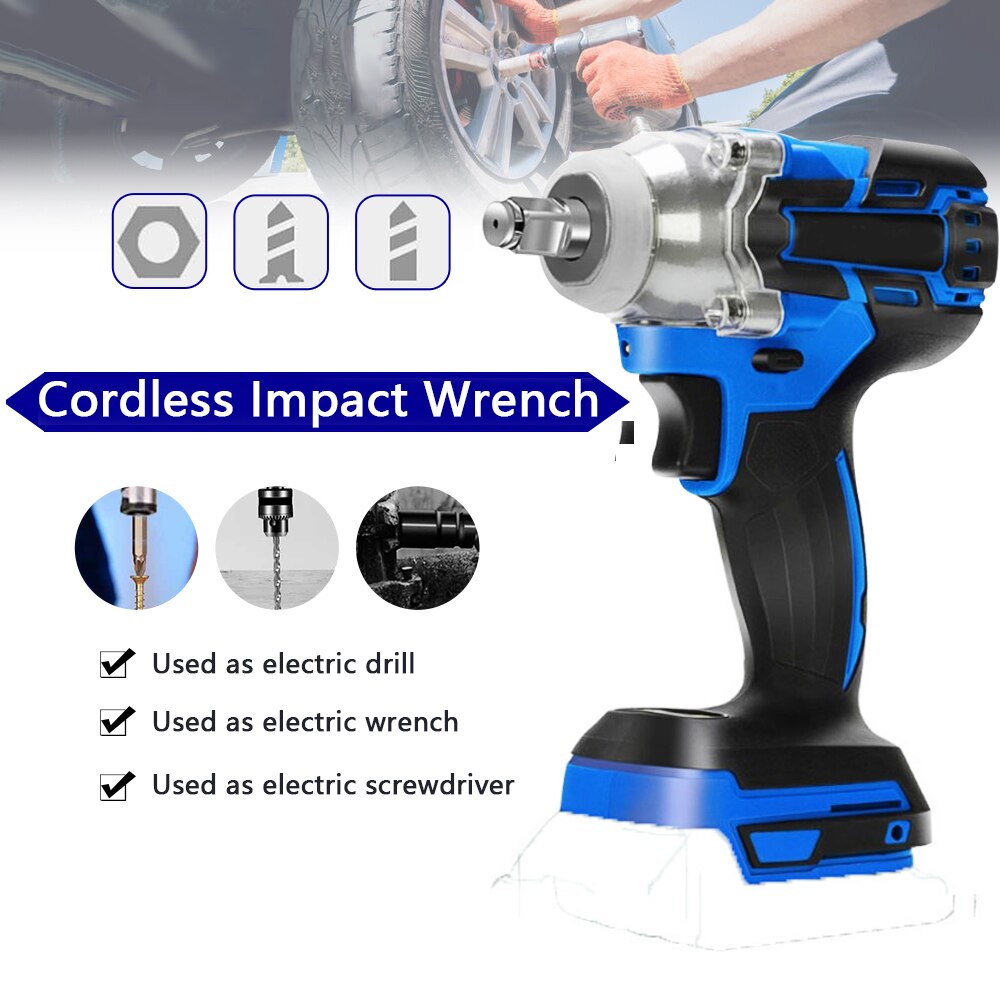 18V Brushless Cordless Electric Rechargeable Impact Wrench Host Cordless 1/2 Socket Wrench Power Tool For Makita Battery