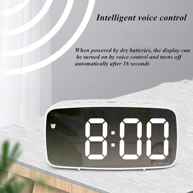 Neue Acryl/Spiegel Wecker LED Digital Uhr Stimme Kontrolle Schlummern Zeit Temperatur Anzeige Nacht Modus Hause Dekoration Uhr