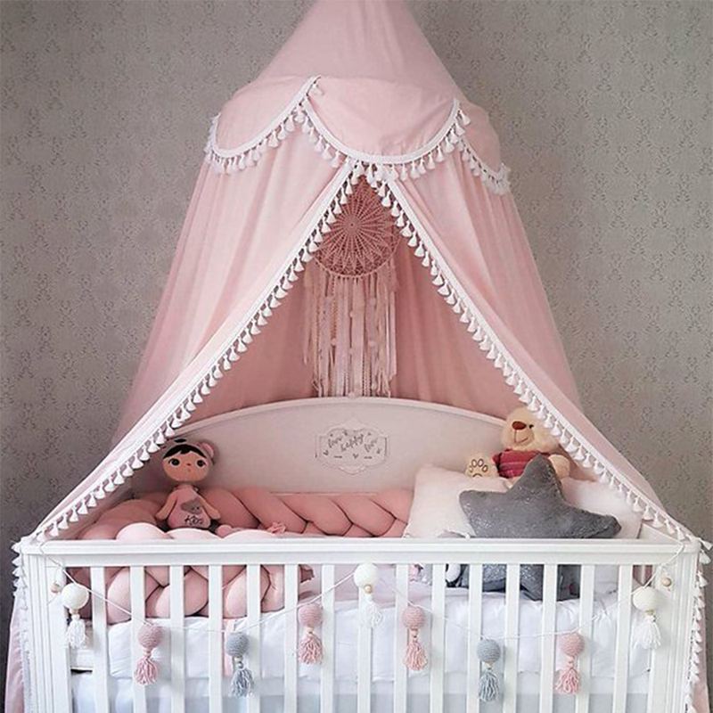 KAMIMI Nuovo bambino Camera Palla di Pelo Nappa Della Decorazione Della Casa Del Merletto e Letto per Bambini chiffon Petalo Tenda Volant Zanzara Netto