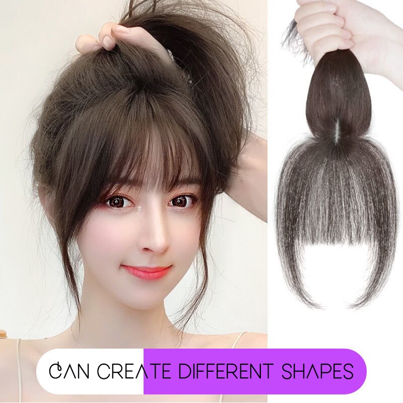 AILIADE 360 Invisible Synthetic High Temperature Hair Seamless Bangs Clip In Bang Fringe Hair Closure with Bangs for Women