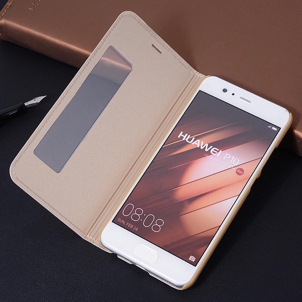 Flip Cover Leather Phone Case For Huawei P10 Plus P 10 Pro P10plus P10pro 10plus 10pro Shockproof Magnetic Smart View Case