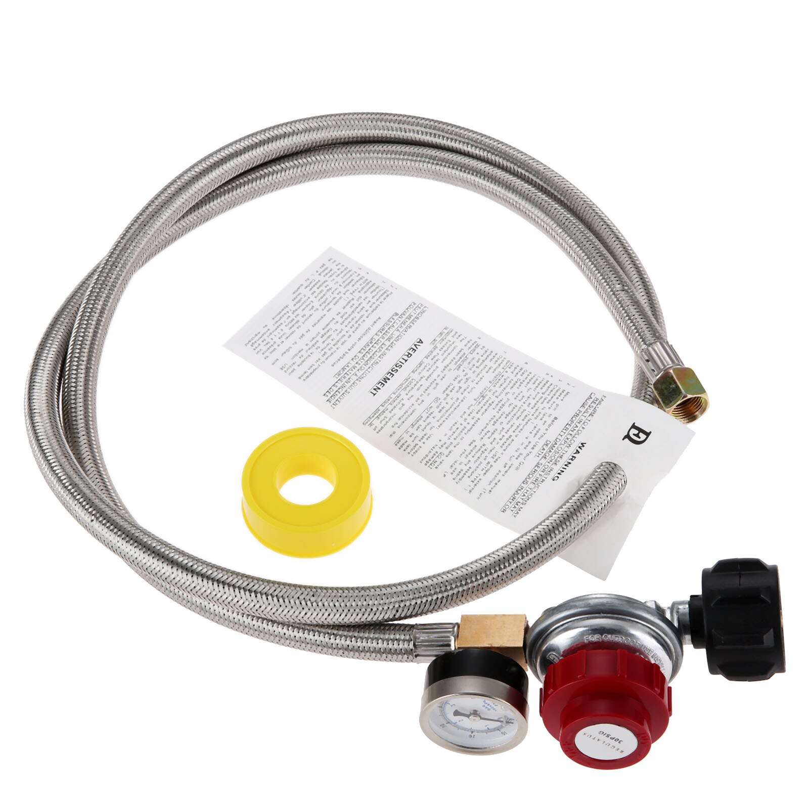 Propane Burners Stove 0-30 PSI High Pressure Propane Regulator With Gauge/Indicator And Gas Line Pipe Thread Tape