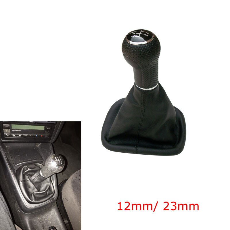 Palanca de cambios con de cuero para coche, de 5 velocidades pomo de palanca de cambios, 12mm/ 23mm, para Seat Leon 2000, 2001, Toledo 2002, 1999, 2000