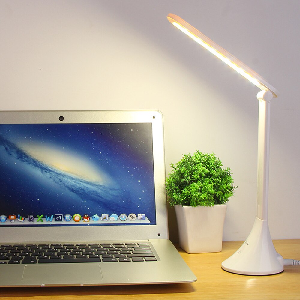 Junejour led bordbordslampe rørende 3 niveaus dæmpbar usb foldelampe øjenbeskyttelse