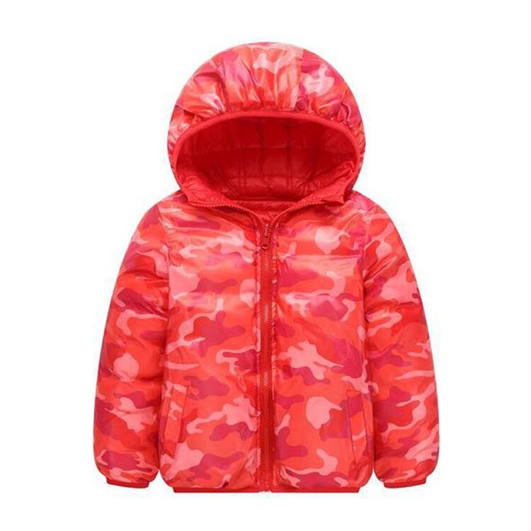 Benemaker vinter camouflage jakke til pige dreng dobbeltsidet frakke børn ropa de niño børnetøj babytøj overtøj  jh077: Rød / 14t