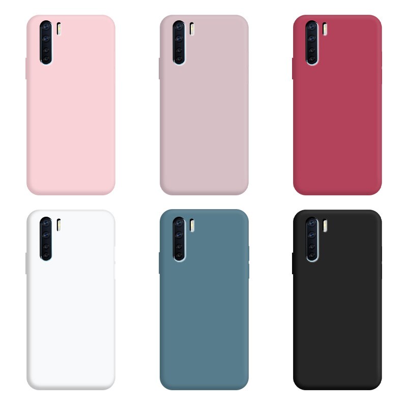 Voor Oppo A91 Case Pure Kleur Siliconen Case Macaron Kleuren Candy Tint Soft Tpu Eenvoudige Zwarte Behuizing Telefoon Back Cover