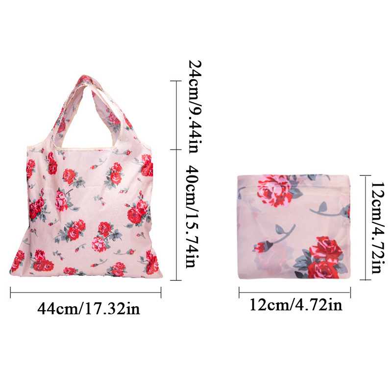 Printing Foldable Eco-Friendly Shopping Bag Tote Folding Pouch Handbags Convenient Large-capacity For Travel Grocery Bag