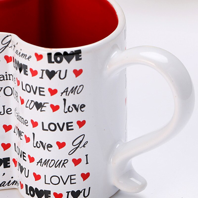 Taza de cerámica con forma de corazón para parejas, vaso de 250ml para agua, café, leche, té, colección de oficina en casa, tazas, de boda para el Día de San Valentín