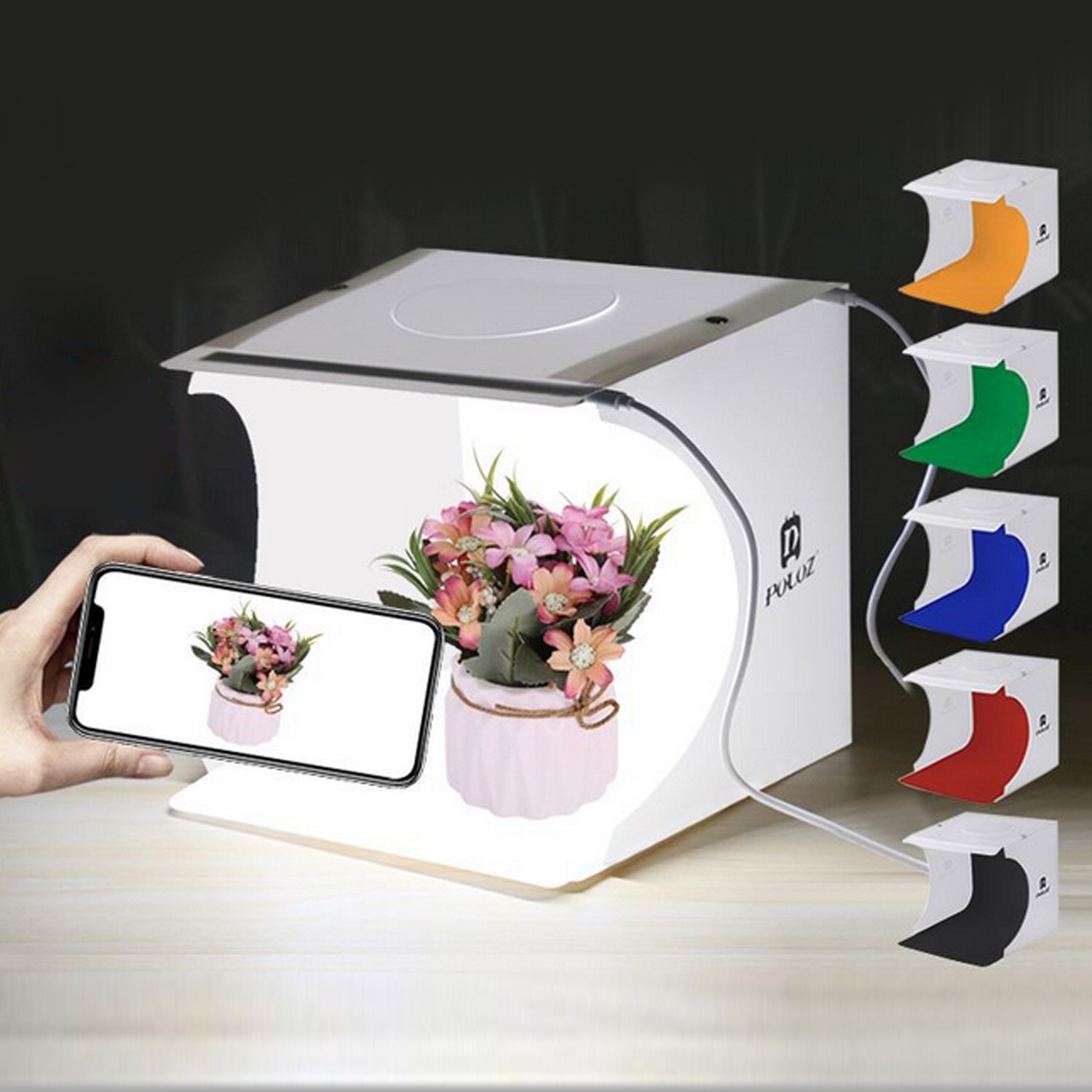 Gosear plegable Mini LED foto estudio fotografía caja de luz tienda con Cable USB telones de fondo para artistas profesionales