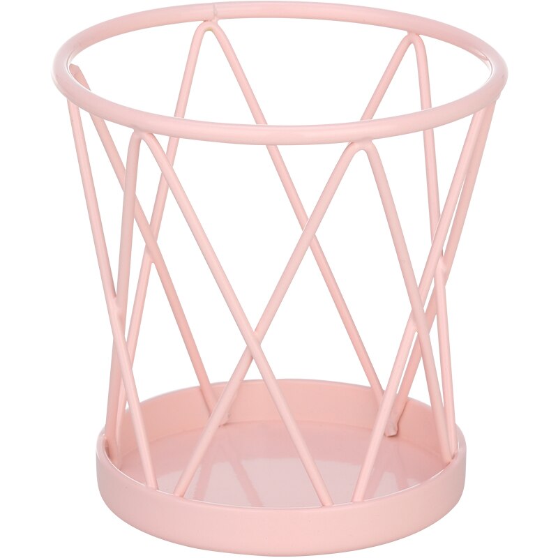 Jamais Macaron rose métal porte-stylo crayon tasse fournitures de bureau maille organisateur de bureau accessoires filles d'affaires papeterie: Default Title