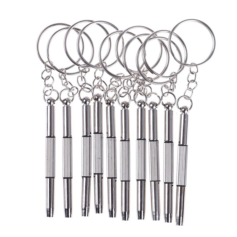 10Pcs 3 in 1 Eyeglass Screwdriver 3 in 1 Keychain Screwdriver Eyeglass Sunglasses Watch Repair Kit Tool