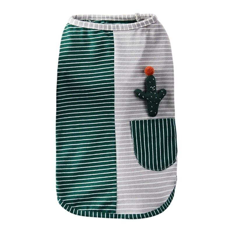 Hond Puppy Zomer Gestreepte Vesten Zomer Huisdier Katten Cactus Decor Kleding Patchwork T-Shirts Voor Chihuahua Teddy: green / M