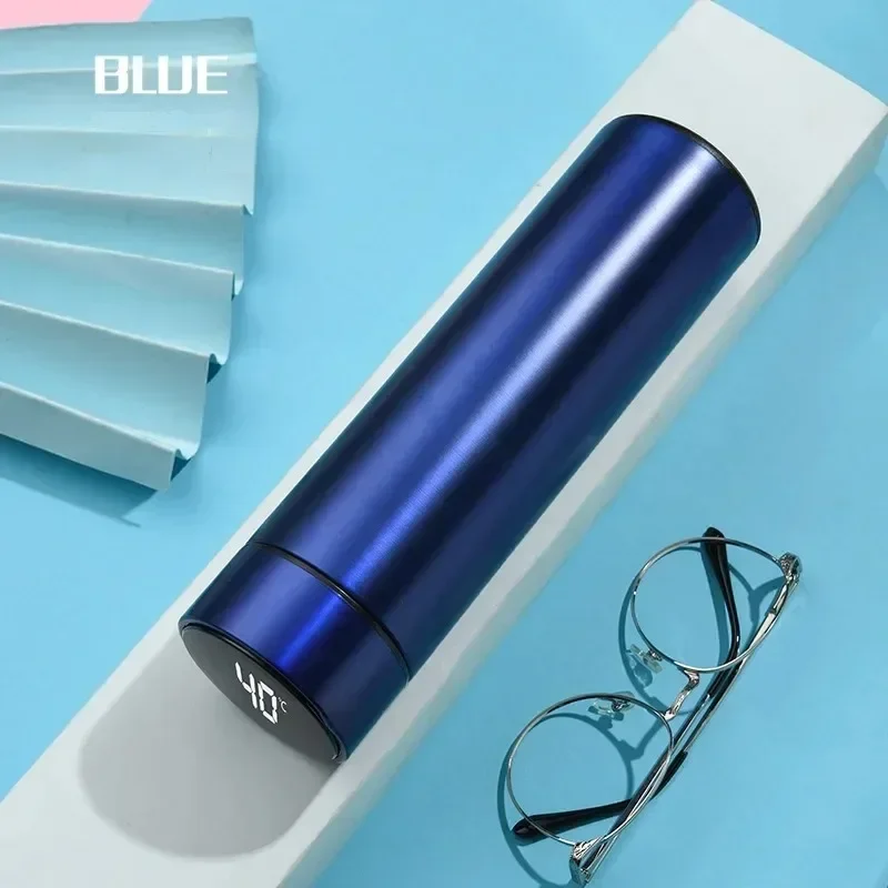 500ml Stainless Steel Thermos Bottle with Digital Temperature Display LED Intelligent Temperature Measurement Cup Vacuum Flask: WHITE