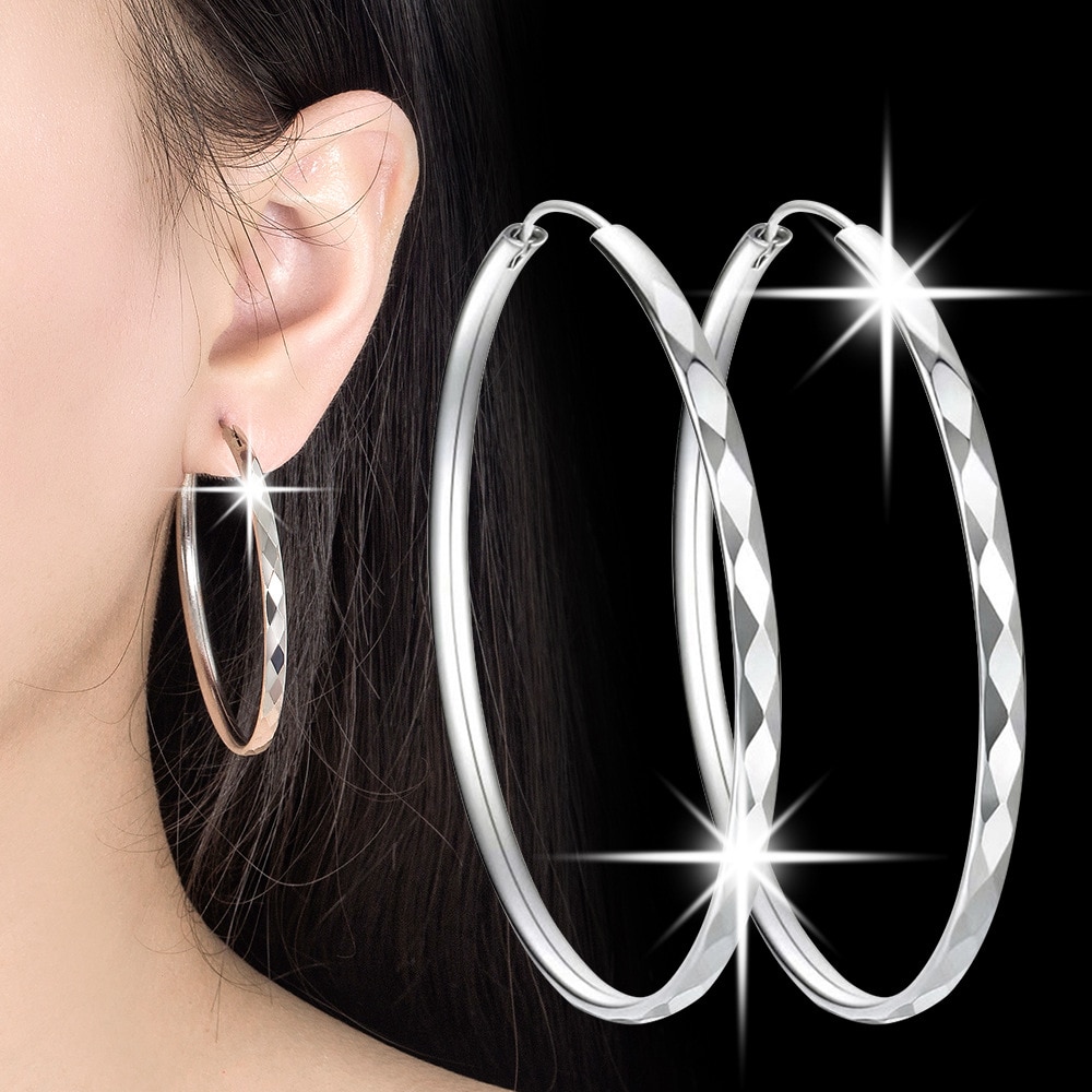 Nehzy 925 sterling silber #39 , glänzend, schlicht, retro, übertrieben große creolen