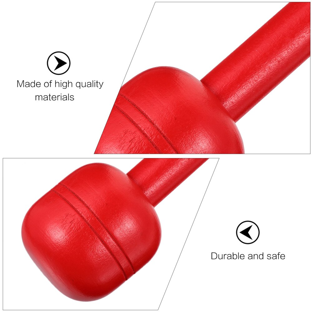 2 stuks houten halters, rode handgewichten, halterstangen, fitnessapparatuur voor kinderen