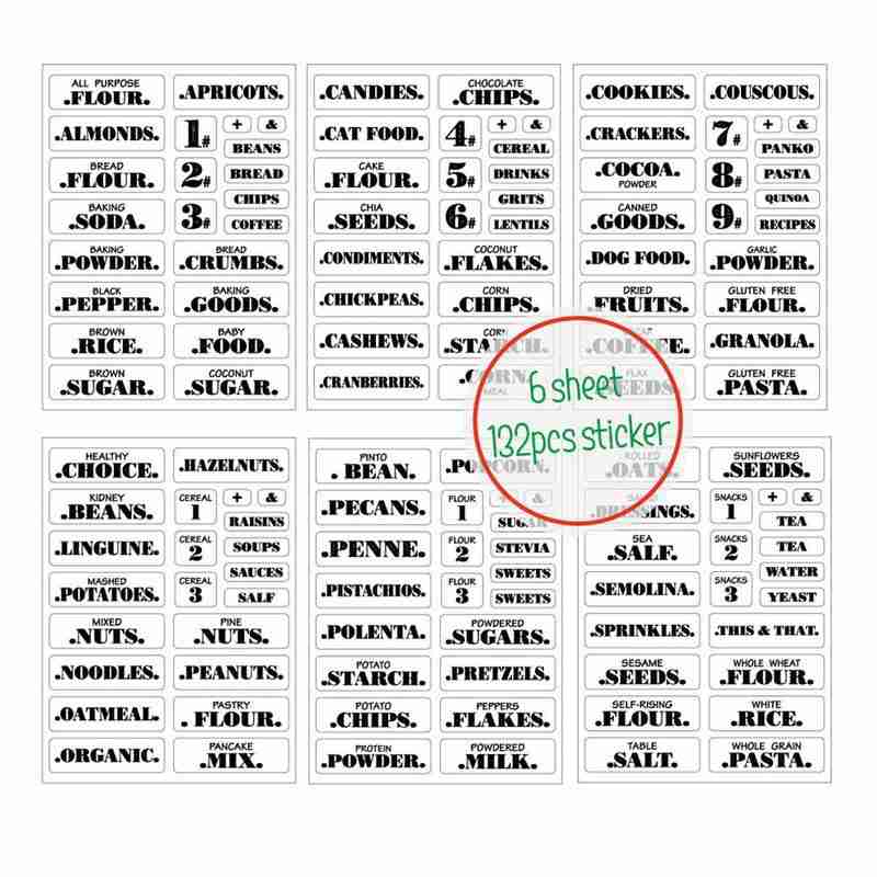 144/274/132pcs Kitchen Jars Bottle Container Label For Pantry Stickers Clear Jar Various Food Food Labels Spice Stickers La A1Z7