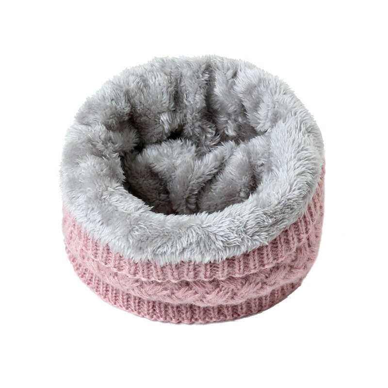 Unisex Winter Sjaal Vrouwen Warm Bont Dikke Snood Gebreide Ring Sjaals Kinderen Outdoor Solid Cashmere Beanie Bufanda: WJ75-2