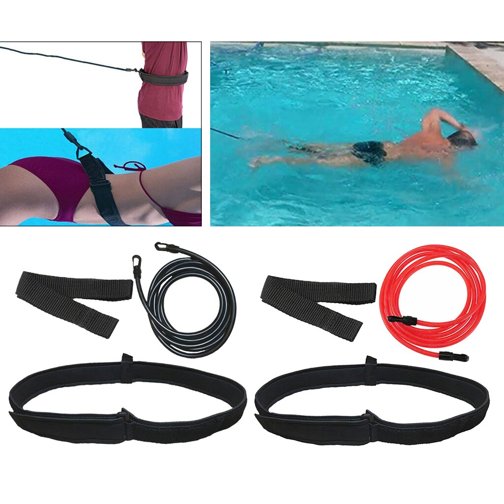 2 Pack 3.0M Swim Training Belt Set Stationary Pool Training Supplies Harness