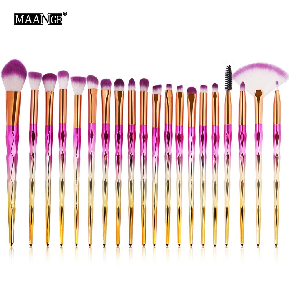 MAANGE 20 piezas brochas de maquillaje de diamantes Set base de polvo rubor mezcla de sombra de ojos labios cosméticos belleza maquillaje pincel