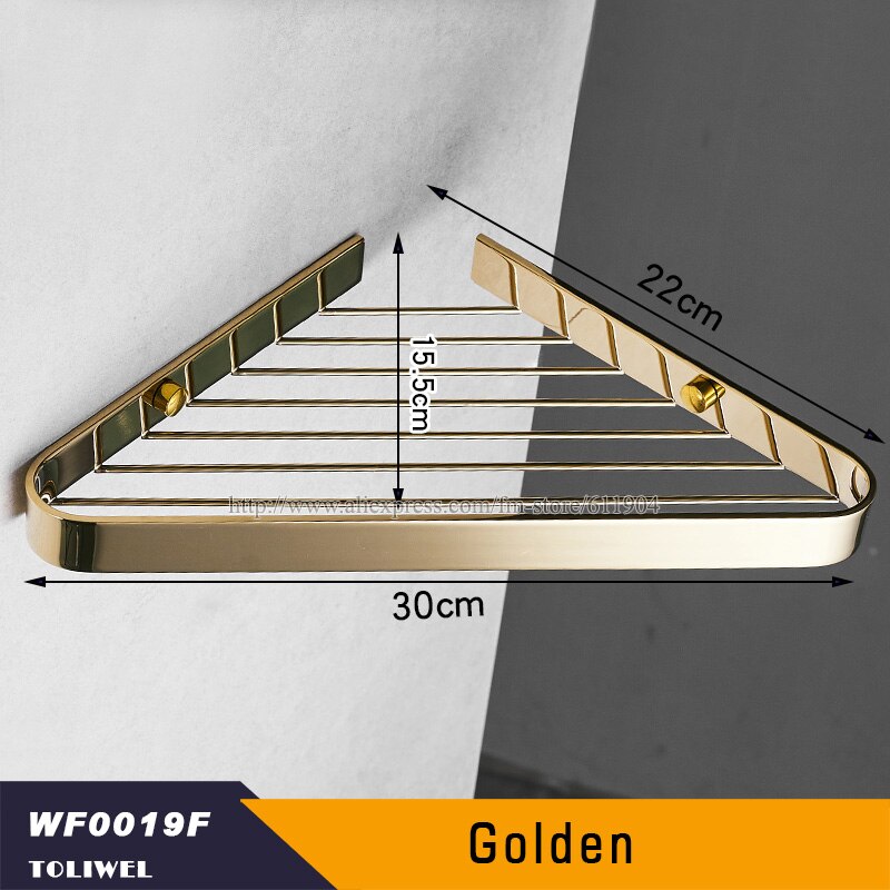 Bath Corner Shelf Antique Bronze Bathroom Shower Shelf Shampoo Holder Shelves Storage Shelf Rack Bathroom Basket Holder WF0019: Golden