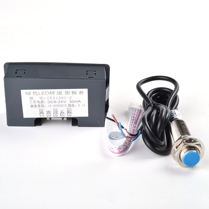 4 Digital LED Red Blue Green Tachometer Gauge RPM Speed Meter+Hall Proximity Switch Sensor NPN 12V Speed Meter Counter