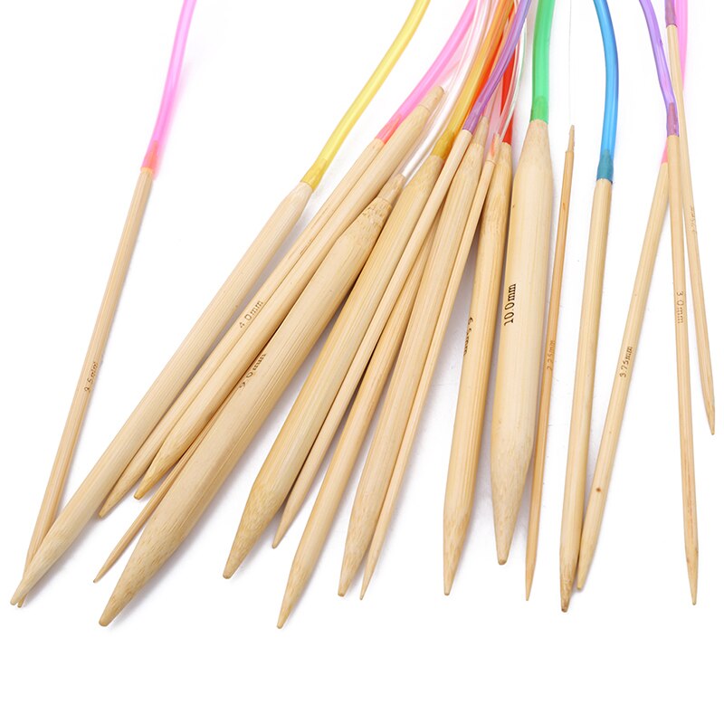 Multicolor tube 18size/set Bamboo Circular Crochet Knitting Needles Set HOME ACCESSORIES